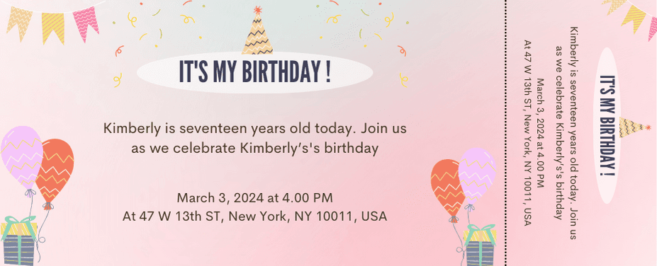 Birthday Party Event Ticket