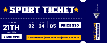 Sports Ticket With Blue Background