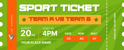 Sports Ticket With Green Background
