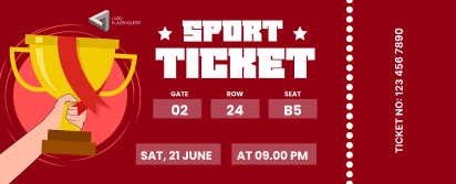 Sports Ticket With Red Background