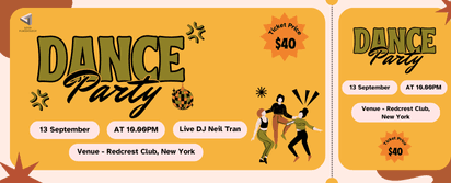 Colorful Dance Party Ticket